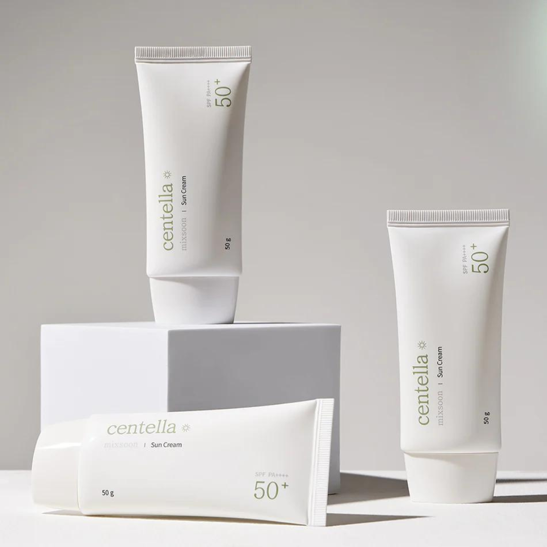 Mixsoon Centella Sun Cream – Lightweight, non-greasy sunscreen with SPF 50+ PA++++ for broad-spectrum UV protection and soothing benefits from Centella Asiatica.