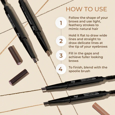 FMGT Designing Eyebrow Pencil 04 Black Brown with built-in spoolie brush for natural brow definition
