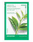 Innisfree Energy Mask – Eco-friendly sheet mask with plant-based ingredients like Kombucha, Aloe, Green Tea, and Pomegranate for hydration and skin glow green tea