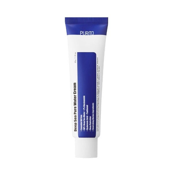 Purito Deep Sea Pure Water Cream 50ml – Moisturizing gel cream with ocean ingredients like deep sea water, seaweed, and green caviar.