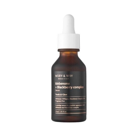 Mary & May Idebenone Blackberry Complex Serum – A 30ml bottle of powerful anti-aging serum formulated with Idebenone and Blackberry Complex to protect and rejuvenate the skin while reducing signs of aging.
