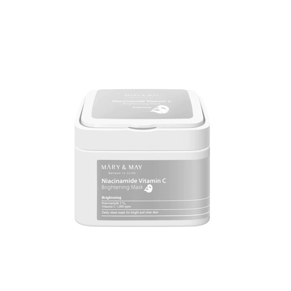 Mary & May Niacinamide Vitamin C Brightening Mask – A face mask designed to brighten skin, reduce dark spots, and provide deep hydration with Niacinamide, Vitamin C, and six types of Hyaluronic Acid.