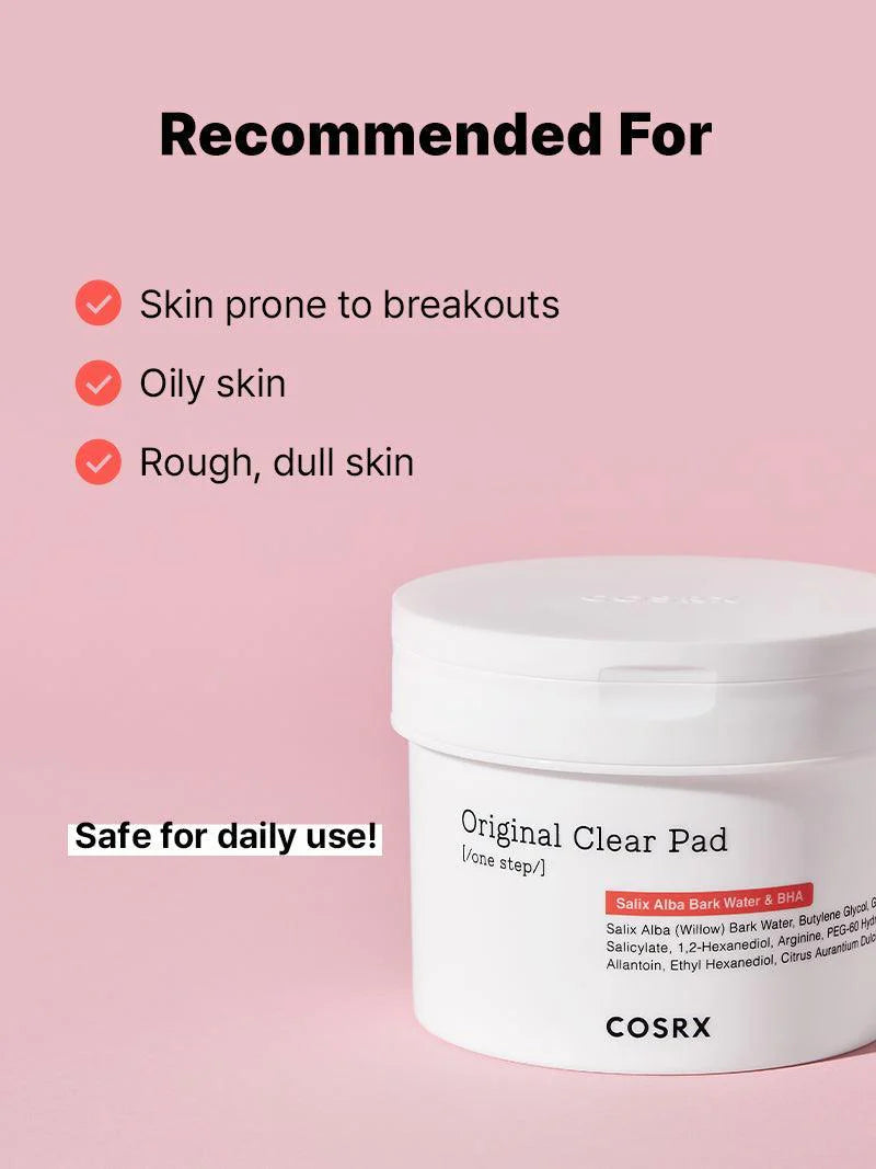 COSRX One Step Original Clear Pad – Pre-soaked toner pads to fight breakouts, reduce blemishes, and exfoliate skin