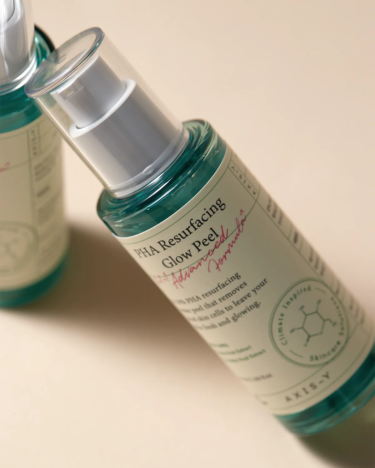 AXIS-Y PHA Resurfacing Glow Peel in action: Exfoliating treatment on dry skin, working to clear pores and brighten dull skin for a smooth, glowing complexion