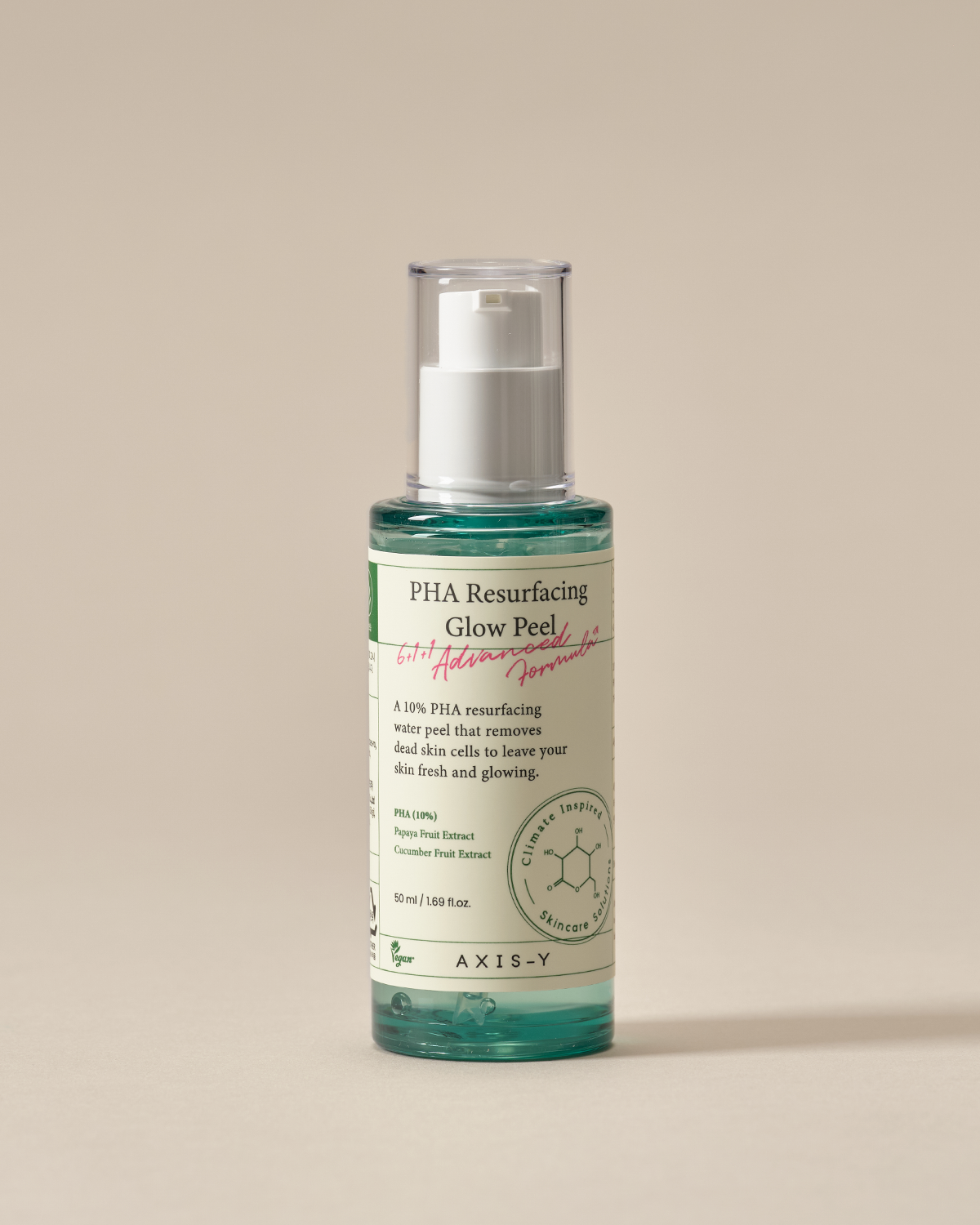 AXIS-Y PHA Resurfacing Glow Peel: Gel-textured exfoliating product, ideal for acne-prone, sensitive skin, providing deep hydration and gentle resurfacing