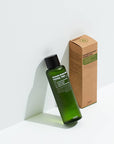 Packaging of Purito Centella Green Level Calming Toner, featuring a sleek, clear 200ml bottle with easy-to-use pump, delivering hydrating and calming effects for all skin types, especially sensitive skin.