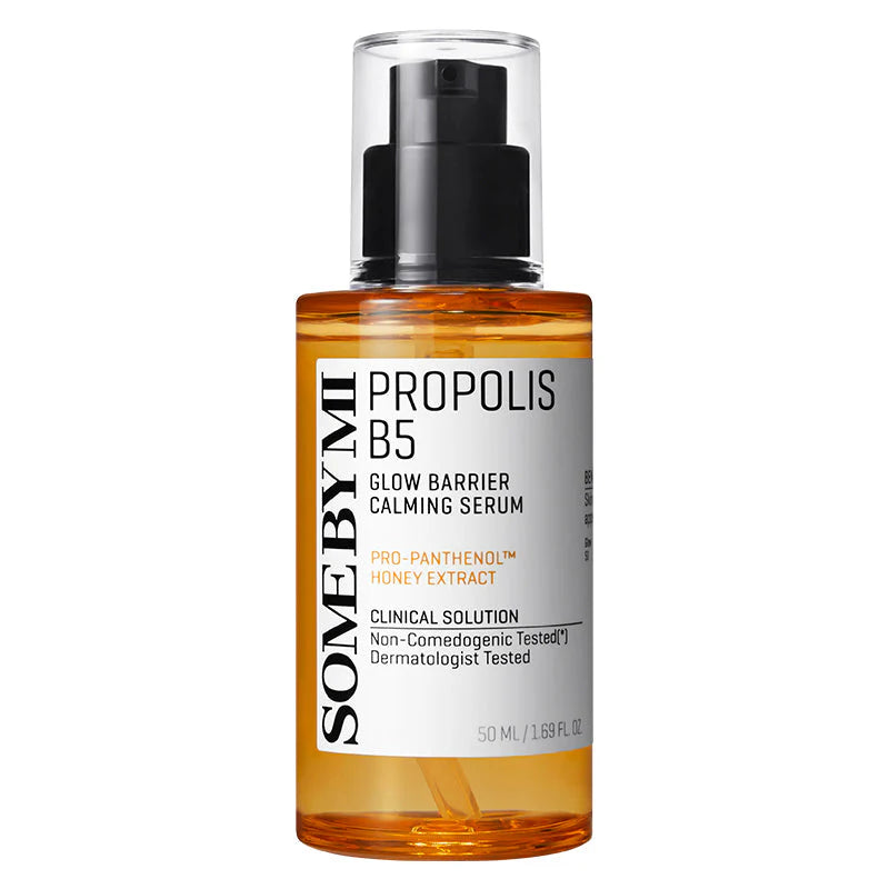 Some By Mi Propolis B5 Glow Barrier Calming Serum – A hydrating serum enriched with Royal Gold Honey Rx, Centella Asiatica, and Niacinamide to soothe, protect, and hydrate the skin.