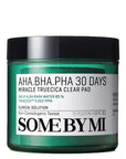 Some By Mi AHA BHA PHA 30 Days Miracle Truecica Clear Pad – Exfoliating cotton pads soaked in Truecica essence and AHA/BHA/PHA to clear acne and improve skin texture.