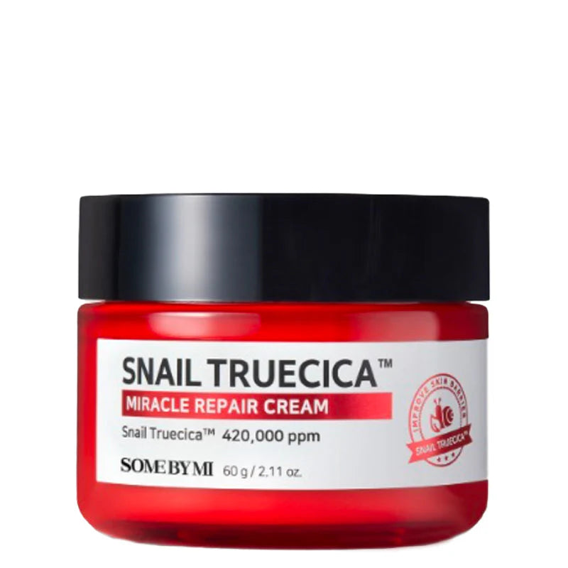 Some By Mi Snail Truecica Miracle Repair Cream – A skin repair cream with Snail Truecica, Tea Tree, Cica, and Mugwort to soothe, hydrate, and heal damaged skin. Perfect for sensitive skin.
