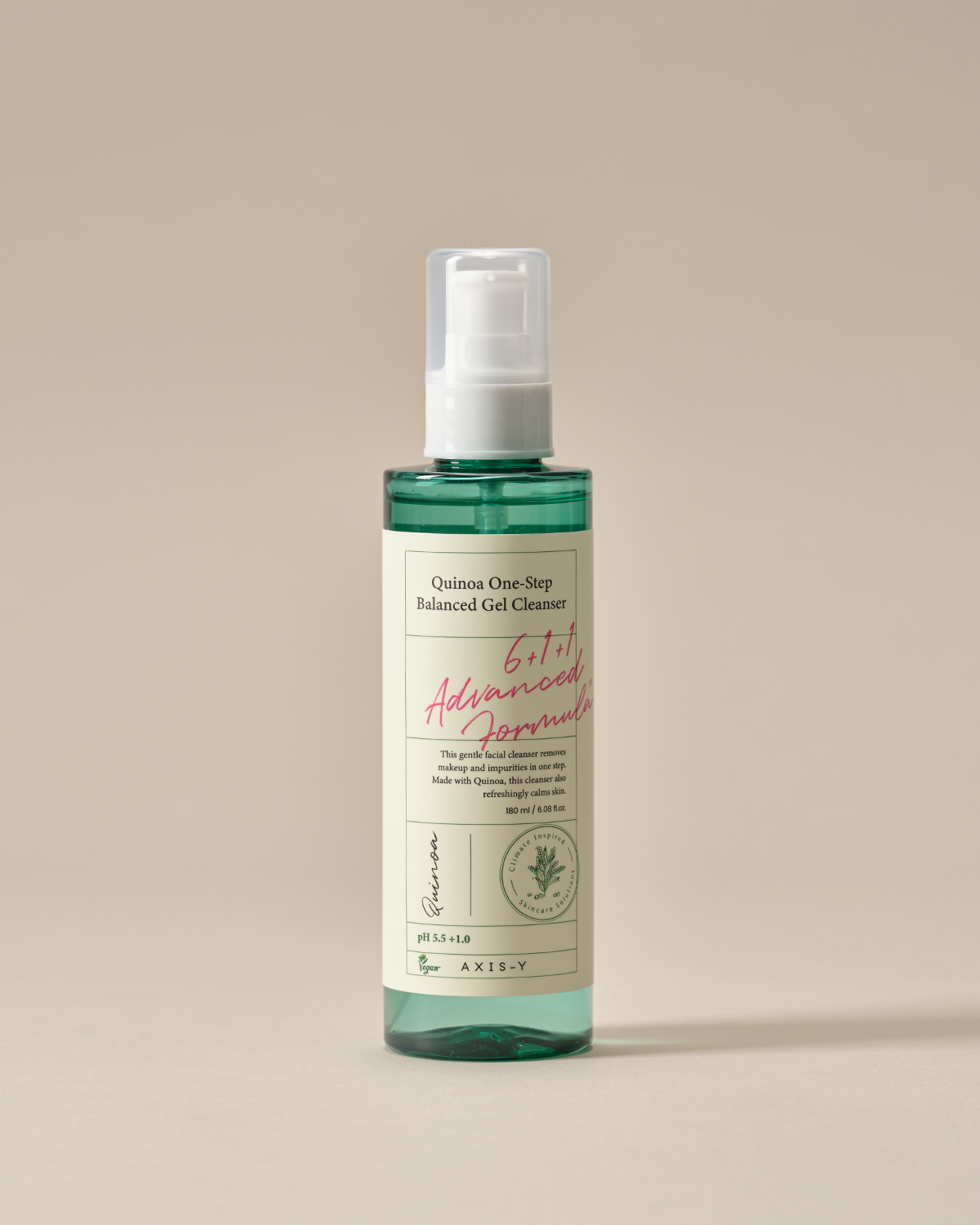 AXIS-Y Quinoa One Step Balanced Gel Cleanser in use: Cleansing the face with a refreshing gel formula, leaving the skin clean and hydrated without irritation