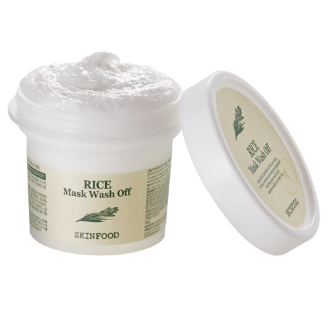 Close-up of Skinfood Rice Mask Wash Off – Creamy mask with soft granules for gentle exfoliation and a glowing complexion.