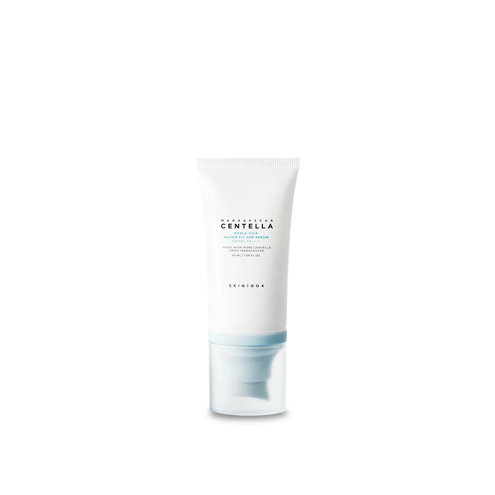 Skin1004 Hyalu-Cica Water-Fit Sun Serum – Lightweight sunscreen with SPF 50+ PA++++ for effective sun protection and a glowing finish.