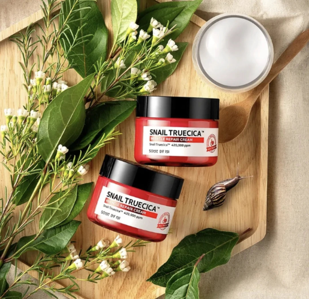 Some By Mi Snail Truecica Miracle Repair Cream – A skin repair cream with Snail Truecica, Tea Tree, Cica, and Mugwort to soothe, hydrate, and heal damaged skin. Perfect for sensitive skin.