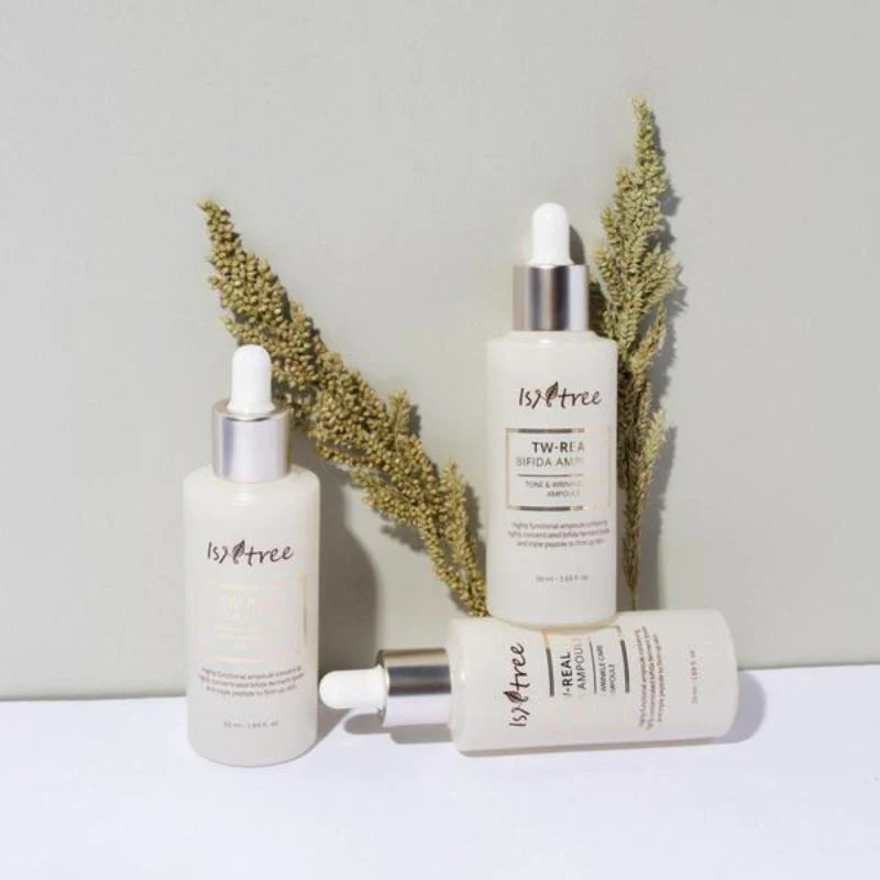 Key ingredients in Isntree TW-Real Bifida Ampoule: Bifida ferment lysate, peptides, niacinamide, and pumpkin extract for skin rejuvenation