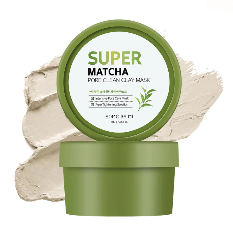 Some By Mi Super Matcha Pore Clean Clay Mask – A pore-cleansing face mask with matcha, clay, and Cica that controls oil, removes blackheads, and soothes sensitive skin for a smooth, clear complexion.