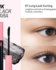 Before and after using the Waterproof Mascara, highlighting the dramatic increase in lash length, volume, or curl, depending on the mascara type used.