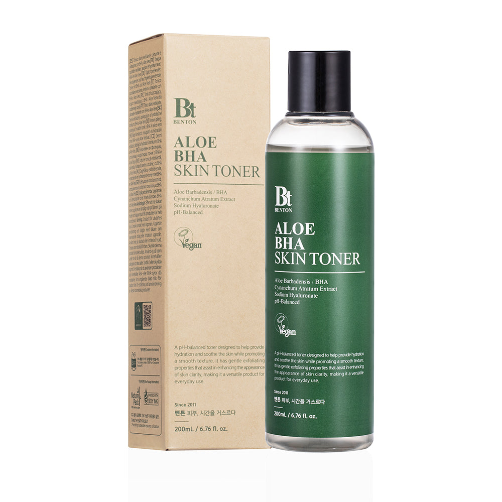 Benton Aloe BHA Skin Toner 200ml bottle with a refreshing formula that hydrates, exfoliates, and soothes the skin