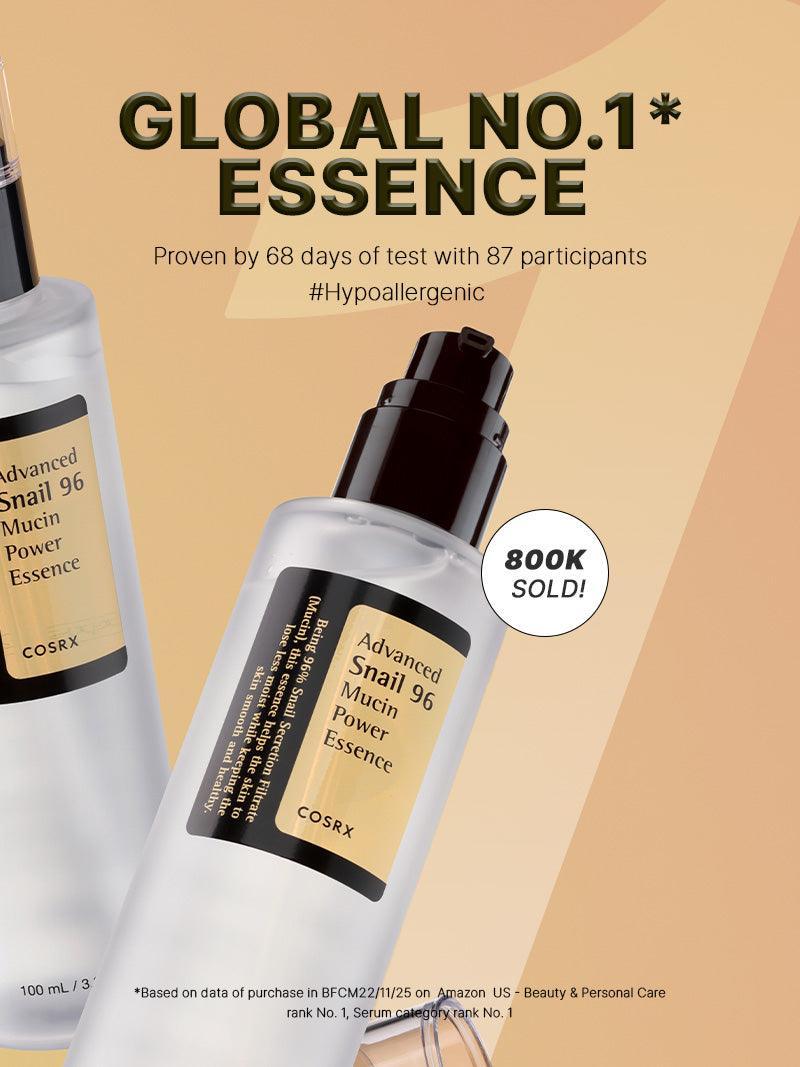 Cosrx Advanced Snail 96 Mucin Power Essence – Lightweight essence with 96% snail secretion filtrate for deep hydration, skin repair, and a natural glow