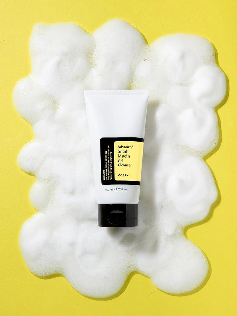Cosrx Advanced Snail Mucin Gel Cleanser – A smooth, non-drying gel cleanser that hydrates and soothes the skin