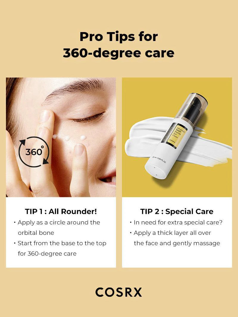 COSRX Advanced Snail Peptide Eye Cream – Lightweight eye cream with 73.6% snail secretion filtrate to hydrate, firm, and brighten the delicate eye area
