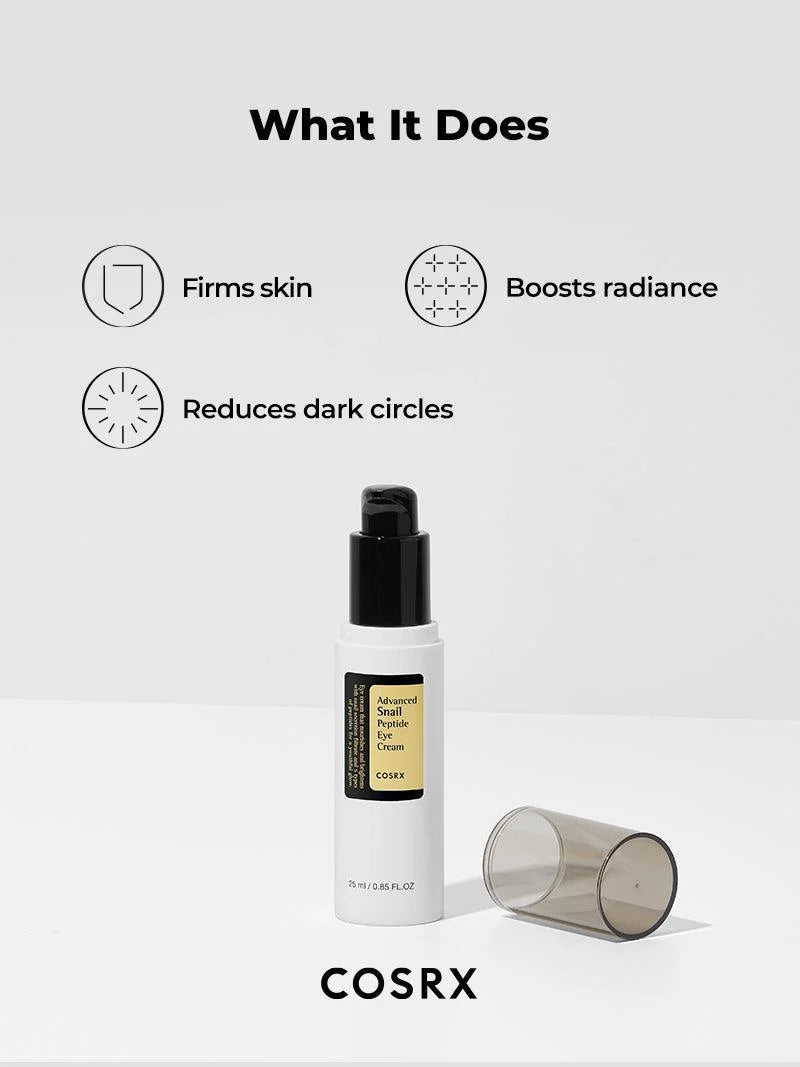 COSRX Advanced Snail Peptide Eye Cream – Lightweight eye cream with 73.6% snail secretion filtrate to hydrate, firm, and brighten the delicate eye area