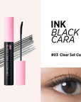 Waterproof Mascara being applied to lashes, showcasing the wiggle-back-and-forth technique to build length and create voluminous, defined lashes.