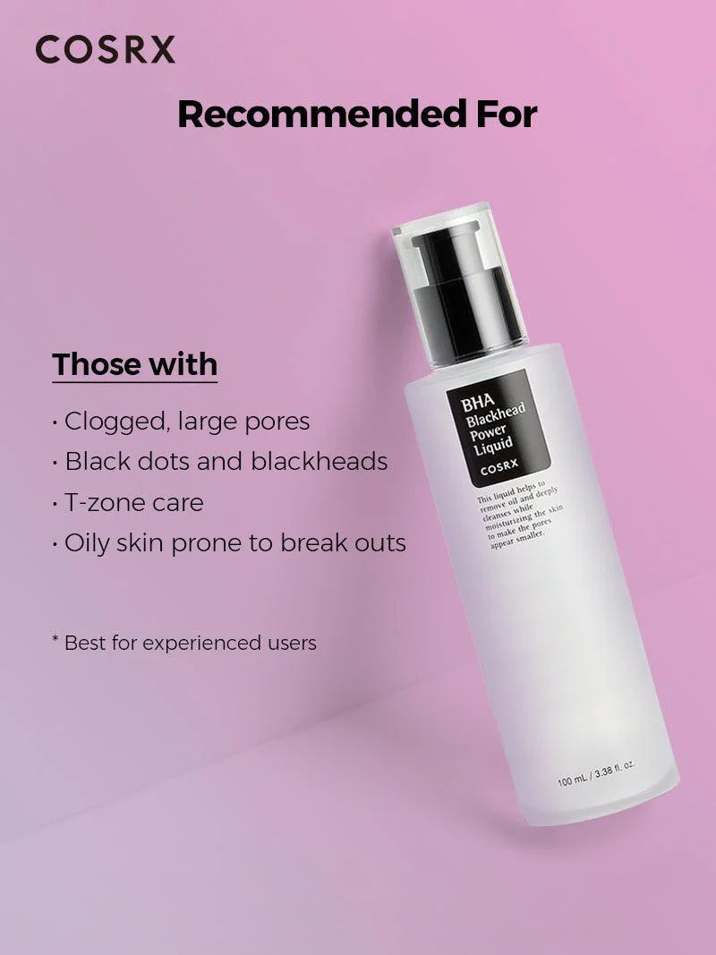 Cosrx BHA Blackhead Power Liquid – Exfoliating liquid with salicylic acid to clear blackheads, unclog pores, and control oil