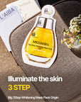 MIGUHARA 2 Step Whitening Mask Pack – A brightening and soothing mask containing niacinamide and chamomile extract to improve skin tone and hydrate the skin.