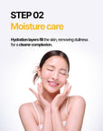 Applying the Step 1 ampoule from the MIGUHARA 2 Step Whitening Mask Pack – The ampoule is massaged into the skin to deliver concentrated brightening ingredients like niacinamide and peptides.