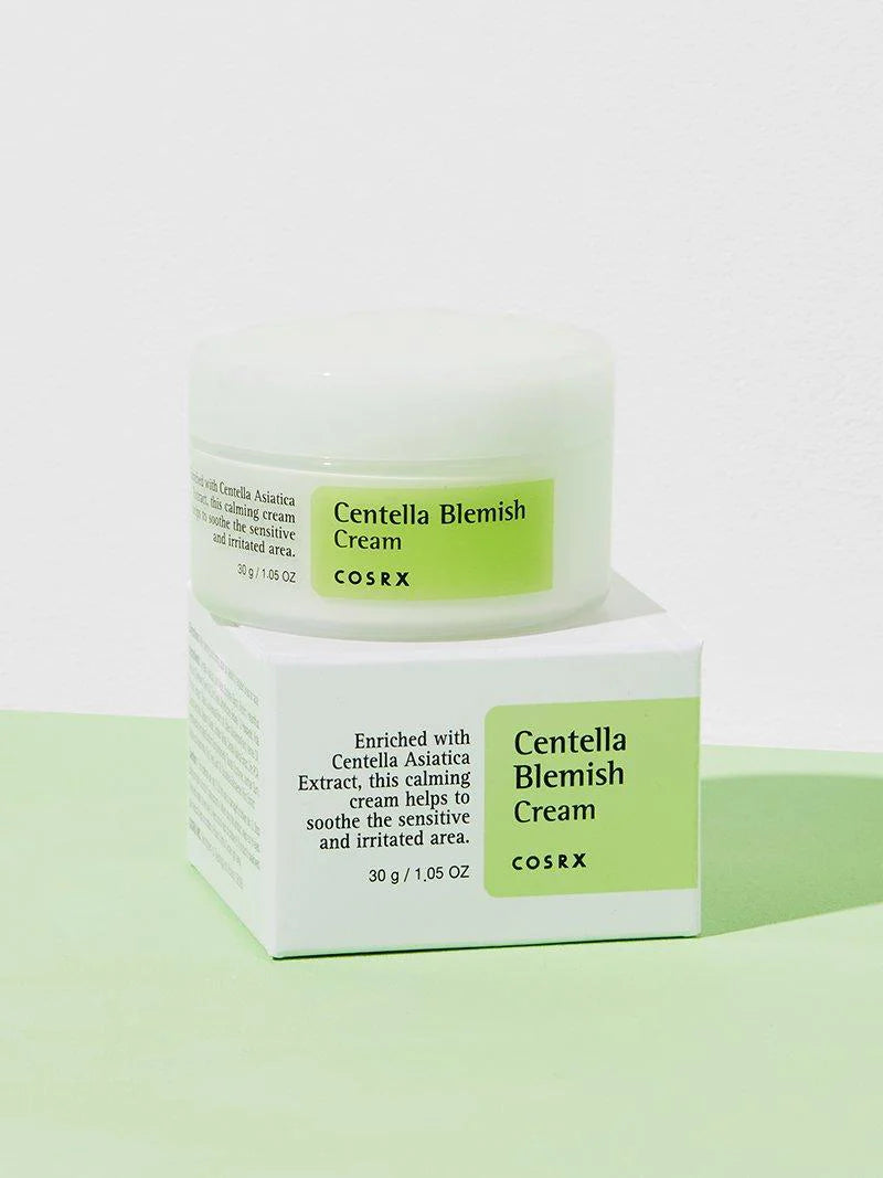 Cosrx Centella Blemish Cream – Soothing cream with centella water and zinc oxide to calm irritated skin and fade acne scars