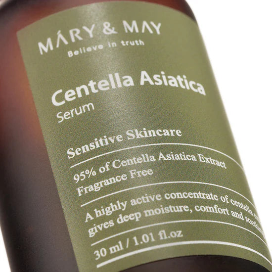 Close-up of the active ingredient Centella Asiatica Extract (95%) in the Mary & May Centella Asiatica Serum – Known for its soothing, regenerative, and anti-inflammatory properties.