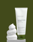 Close-up of Mary & May Houttuynia Cordata Tea Tree Cleansing Foam – The rich, creamy foam forming after dispensing the cleanser, highlighting its smooth texture and hydrating properties.