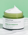 Close-up of Innisfree Derma Green Tea Probiotics Cream – rich, smooth texture that provides 48-hour hydration and repairs dry, damaged skin