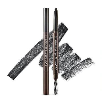 Etude House Drawing Eyebrow Pencil – triangular tip for precise, natural-looking eyebrows, available in Brown, Dark Brown, and Black