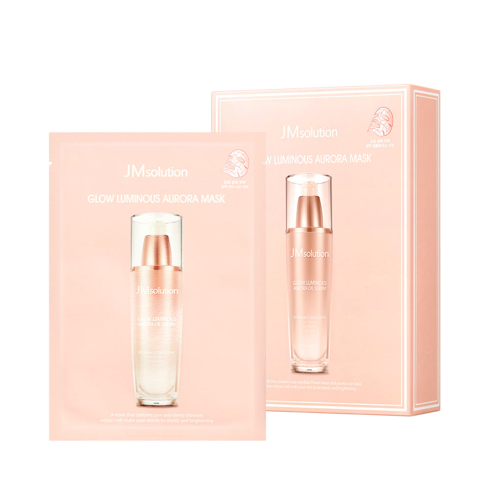 JM Solution Glow Luminous Aurora Mask - brightening sheet mask with pearl extract for glowing, hydrated, and refreshed skin