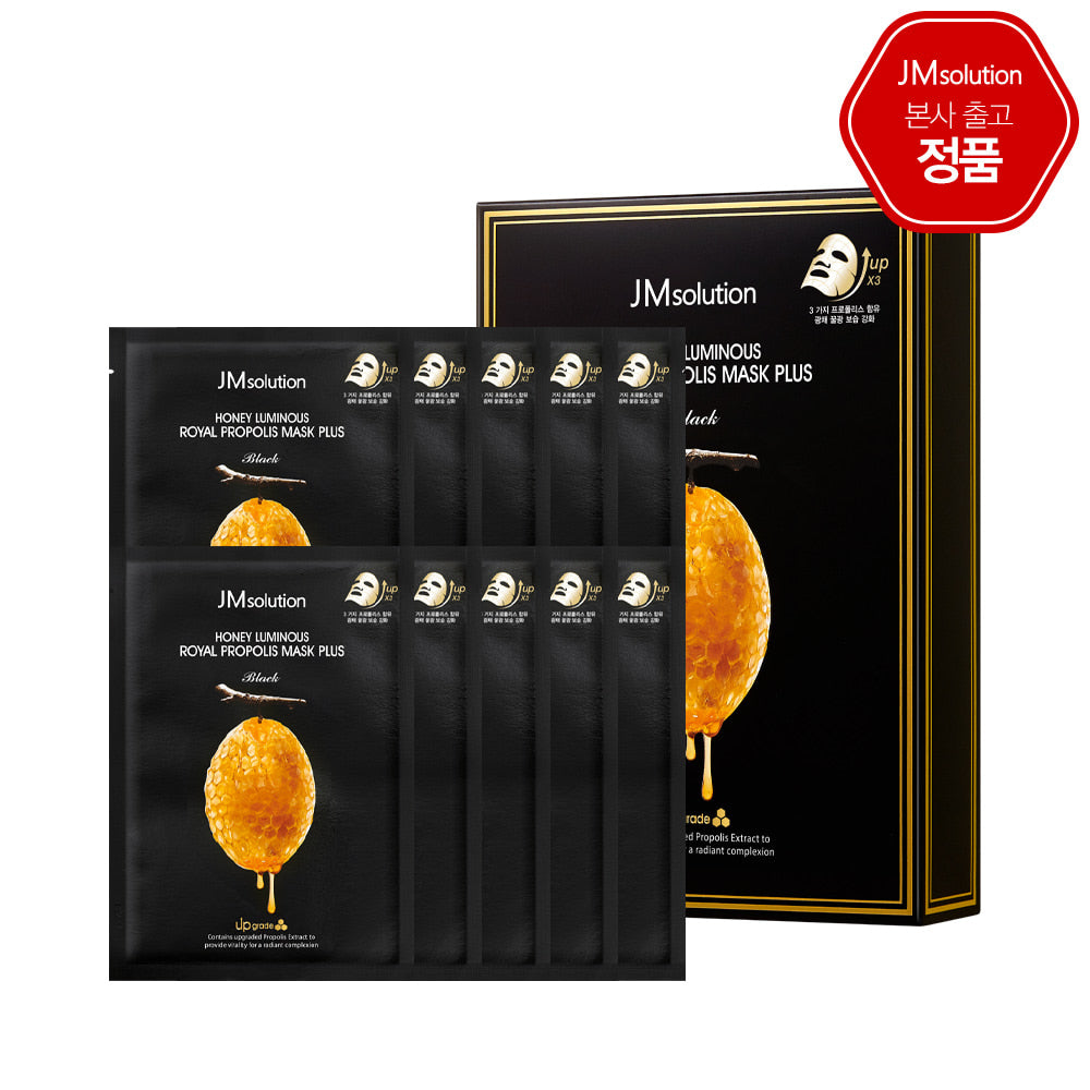 JM Solution Honey Luminous Royal Propolis Mask - nourishing sheet mask with propolis, green propolis, and royal jelly for hydrated, glowing skin
