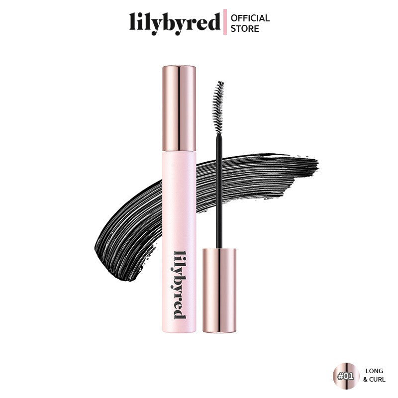 Close-up of the D-shaped brush of Lilybyred AM9 to PM9 Infinite Mascara – Ensures even application from root to tip, creating defined, voluminous lashes.
long curl