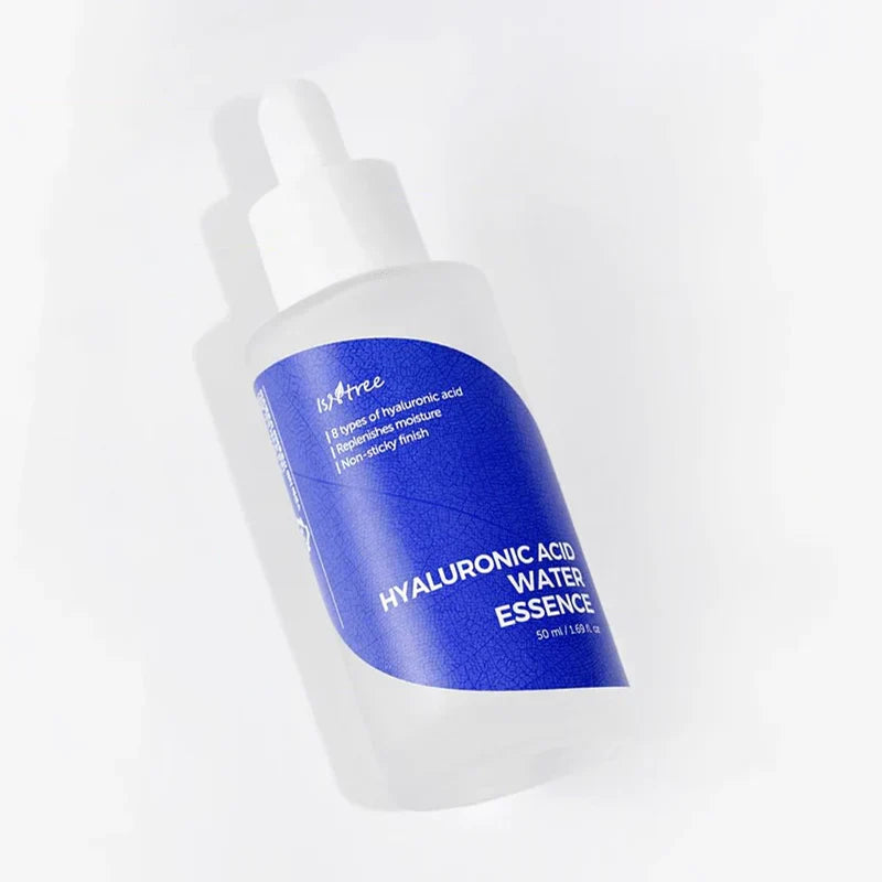 Isntree Hyaluronic Acid Water Essence – lightweight essence with 8 types of hyaluronic acid and prickly pear seed oil for deep hydration and moisture retention