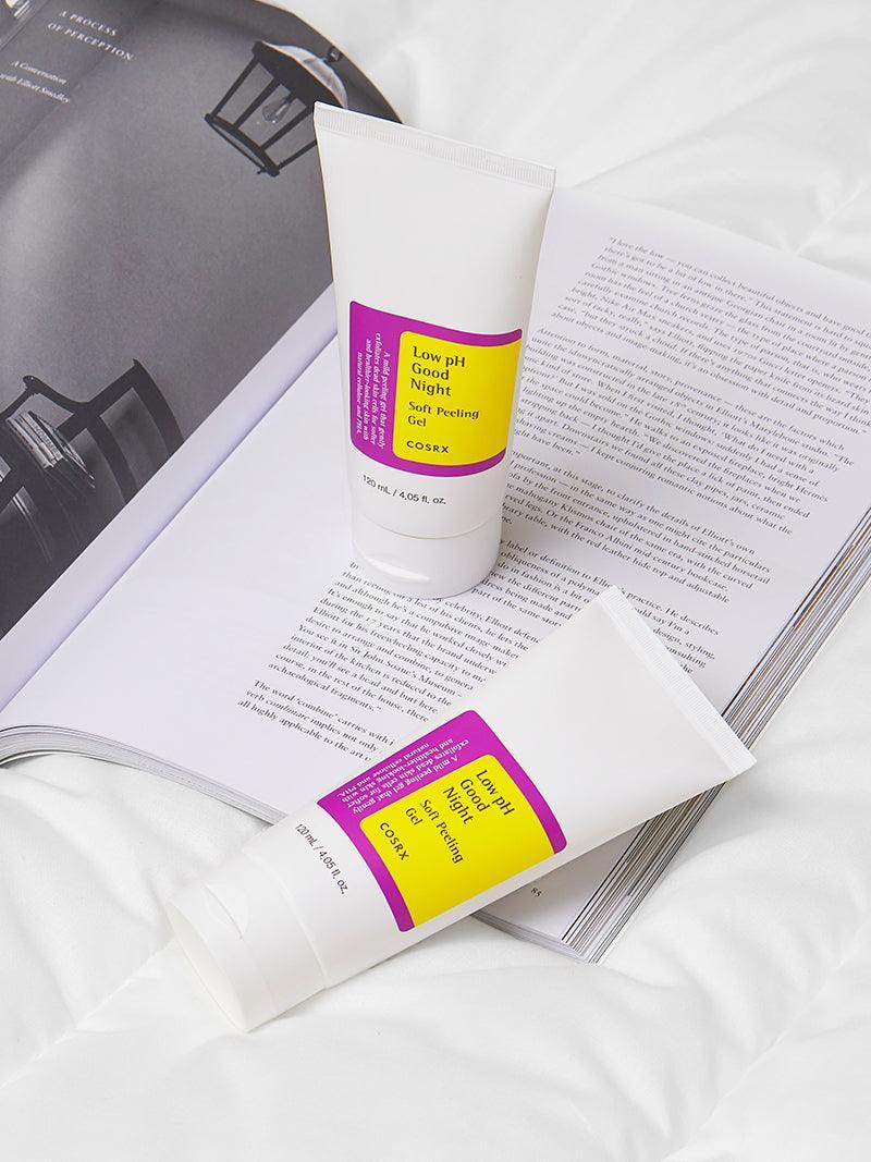 COSRX Low pH Good Night Soft Peeling Gel – A gentle exfoliating gel with a low pH that soothes and hydrates sensitive skin