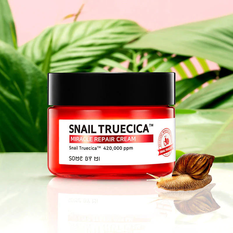 Some By Mi Snail Truecica Miracle Repair Cream – A skin repair cream with Snail Truecica, Tea Tree, Cica, and Mugwort to soothe, hydrate, and heal damaged skin. Perfect for sensitive skin.