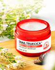 Some By Mi Snail Truecica Miracle Repair Cream – Close-up of the cream’s smooth texture, highlighting its moisturizing and repairing properties with Snail Mucin and calming ingredients.