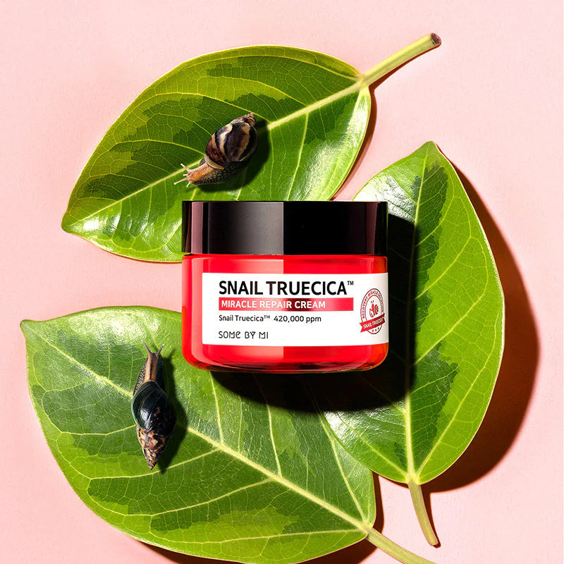 Some By Mi Snail Truecica Miracle Repair Cream – Key ingredients like Tea Tree, Centella Asiatica (Cica), and Mugwort to calm and repair irritated skin, offering relief for sensitive skin.