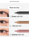 Peripera Ink Thin Thin Pencil Liner being applied to the lash line with its ultra-thin 2mm tip, demonstrating the precision and smooth finish for creating a defined and wide-eyed look.