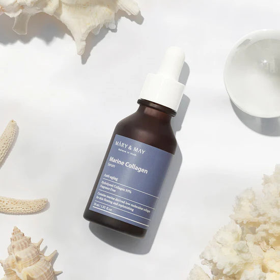 Mary & May Marine Collagen Serum – A 30ml bottle of lightweight serum containing 95% plant-based marine collagen to boost skin elasticity, reduce wrinkles, and promote firm, smooth skin.
