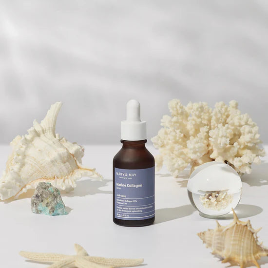 Mary & May Marine Collagen Serum – A 30ml bottle of lightweight serum containing 95% plant-based marine collagen to boost skin elasticity, reduce wrinkles, and promote firm, smooth skin.