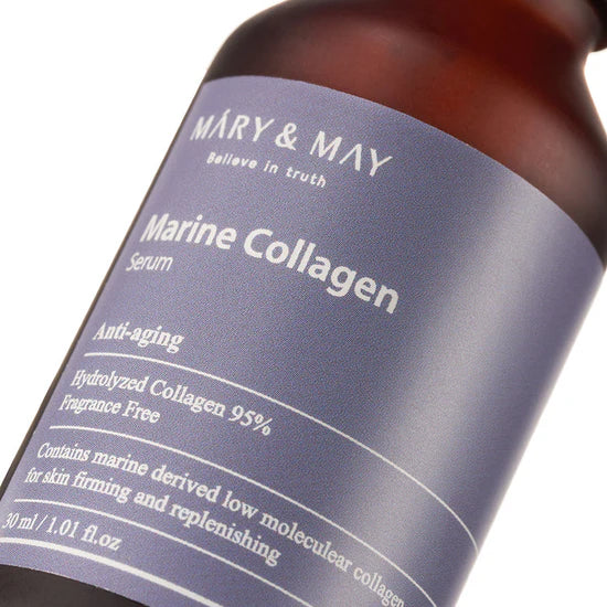 Close-up of key ingredients: Marine Collagen, Adenosine, and Glycereth-26 – Highlighting the powerful collagen-boosting and hydrating components that help smooth and firm the skin.