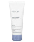Mary & May White Collagen Cleansing Foam – A 150ml tube of creamy face cleanser enriched with 46.6% collagen and 1% niacinamide, designed to brighten skin, improve elasticity, and gently cleanse the face.