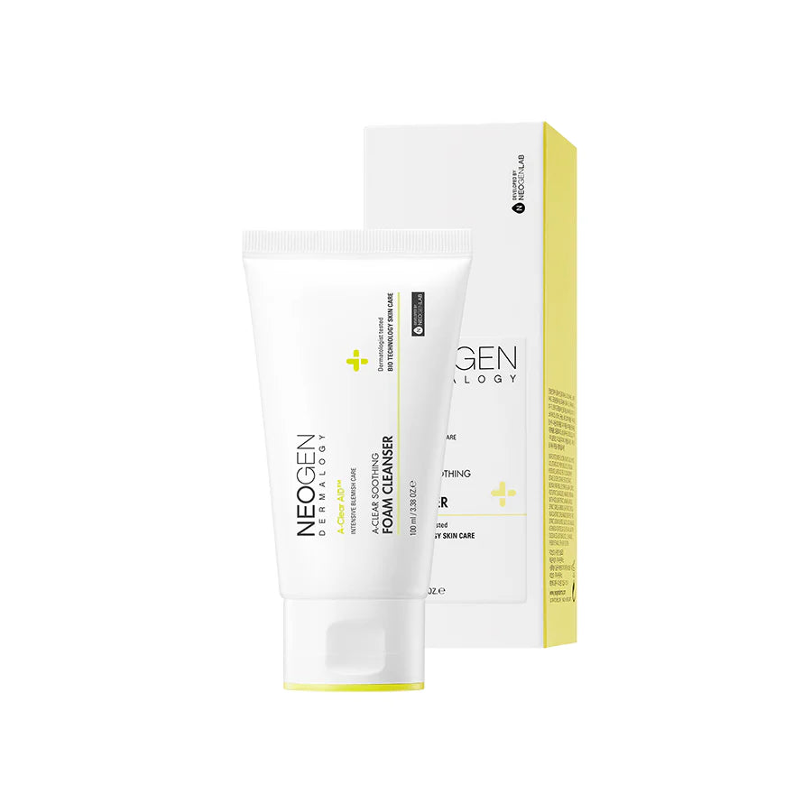 Image of the Neogen A-Clear Soothing Overnight Mask jar, showcasing the sleek design and clear labeling with key ingredients like Centella Asiatica and Salicylic Acid.