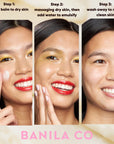 Model using Banila Co Clean It Zero Cleansing Balm Nourishing, massaging the balm onto dry skin to dissolve makeup and impurities while hydrating and nourishing the skin.