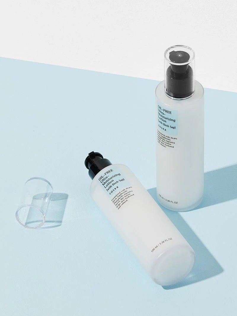 COSRX Oil Free Ultra Moisturizing Lotion – A lightweight, fast-absorbing moisturizer with 70% Birch Sap for hydration without the greasiness